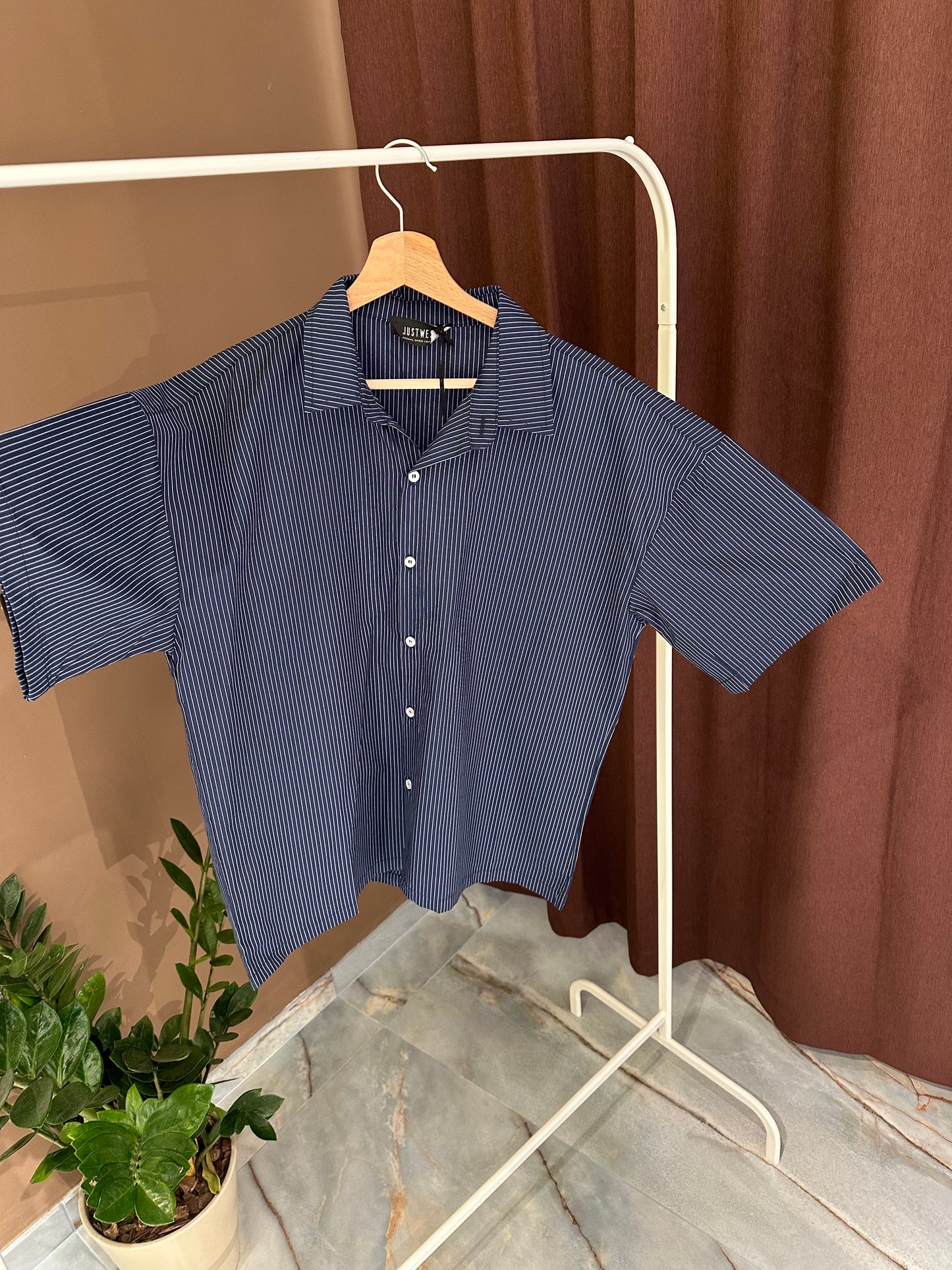 CAMICIA GESSATA BLU