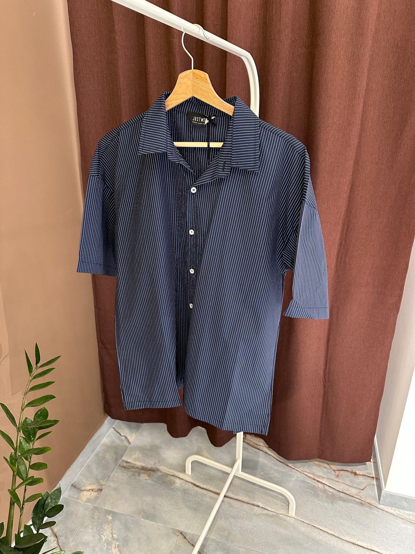 CAMICIA GESSATA BLU