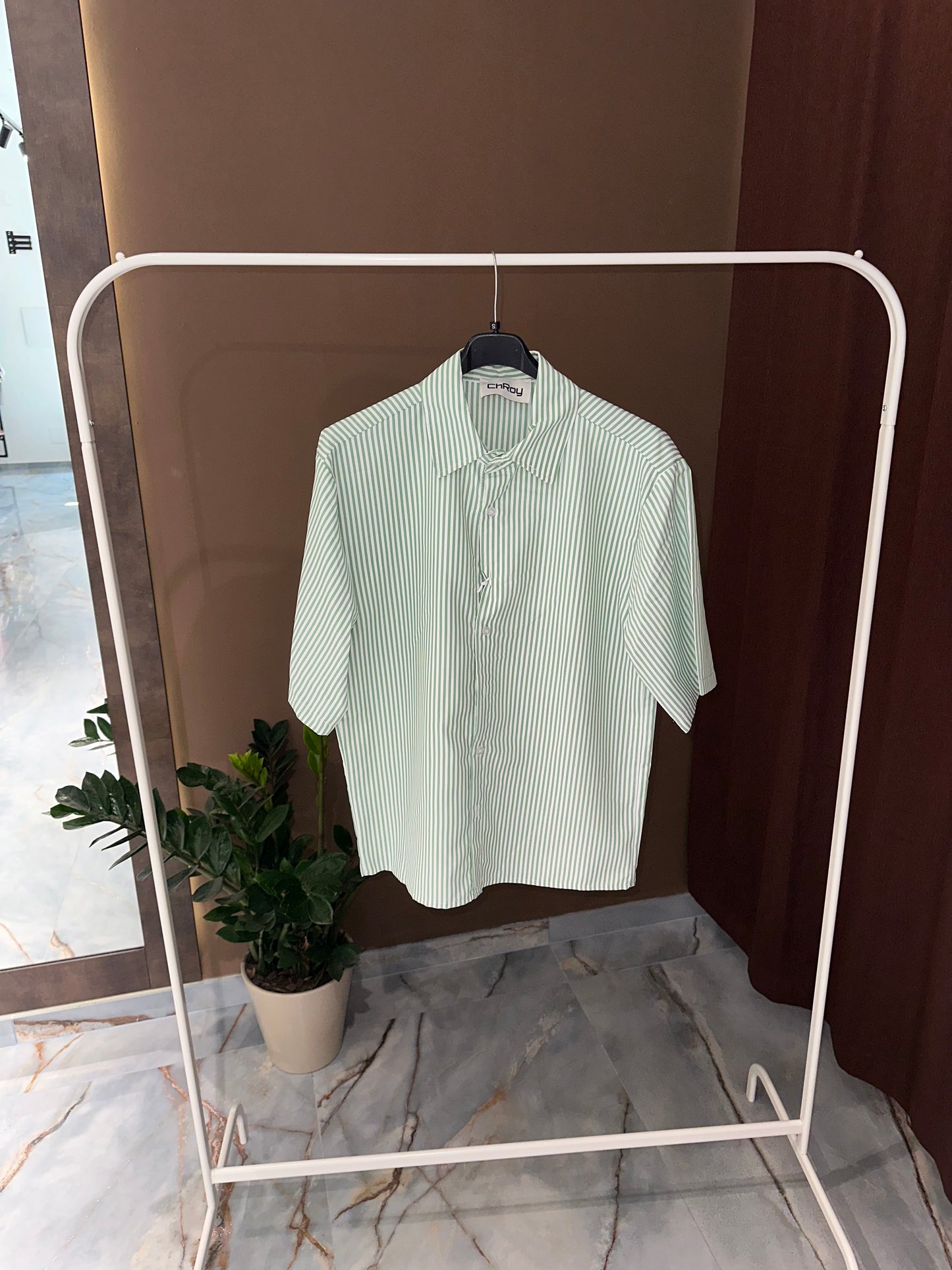 CAMICIA A RIGHE VERDE