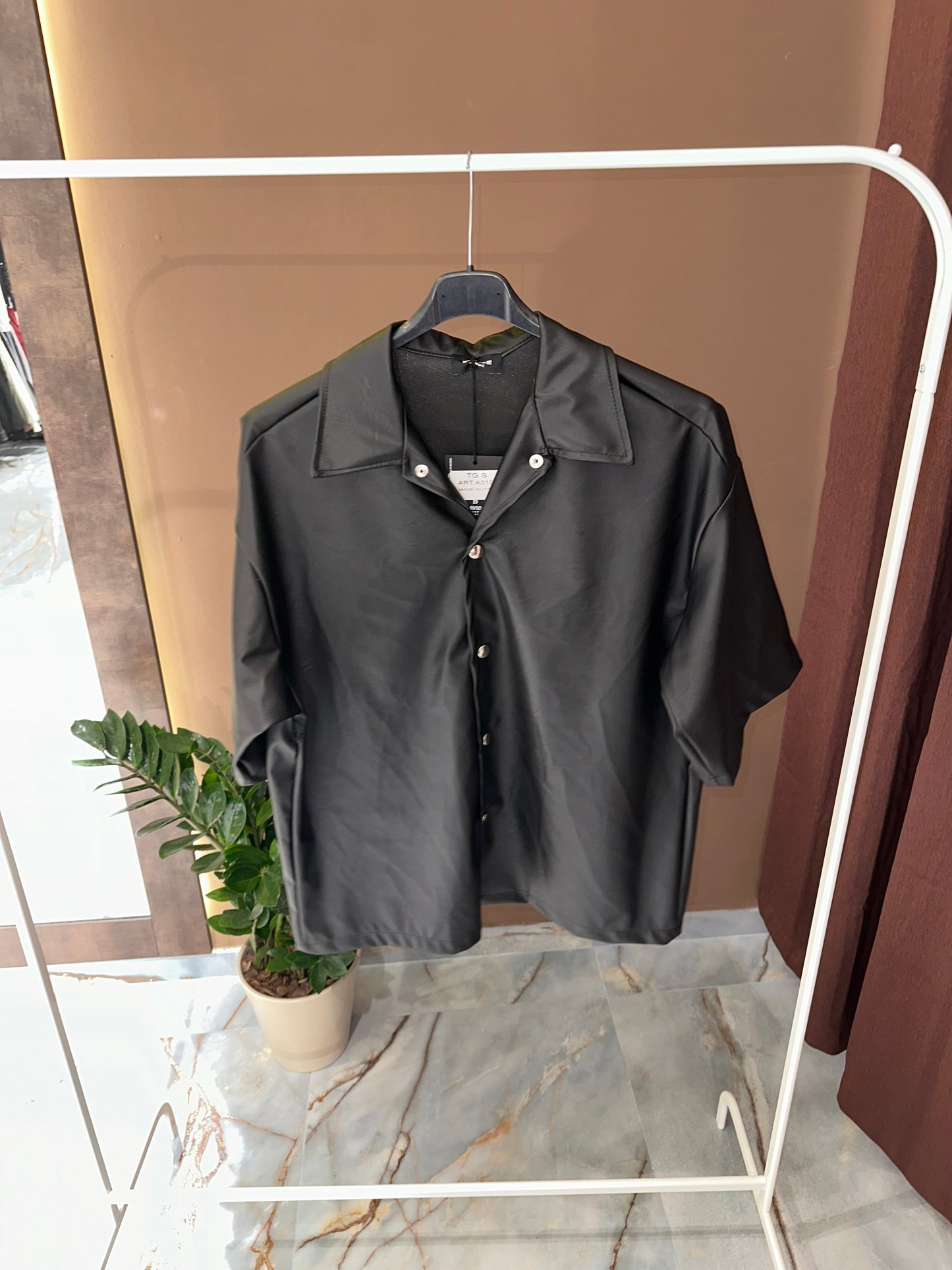CAMICIA CROP PELLE