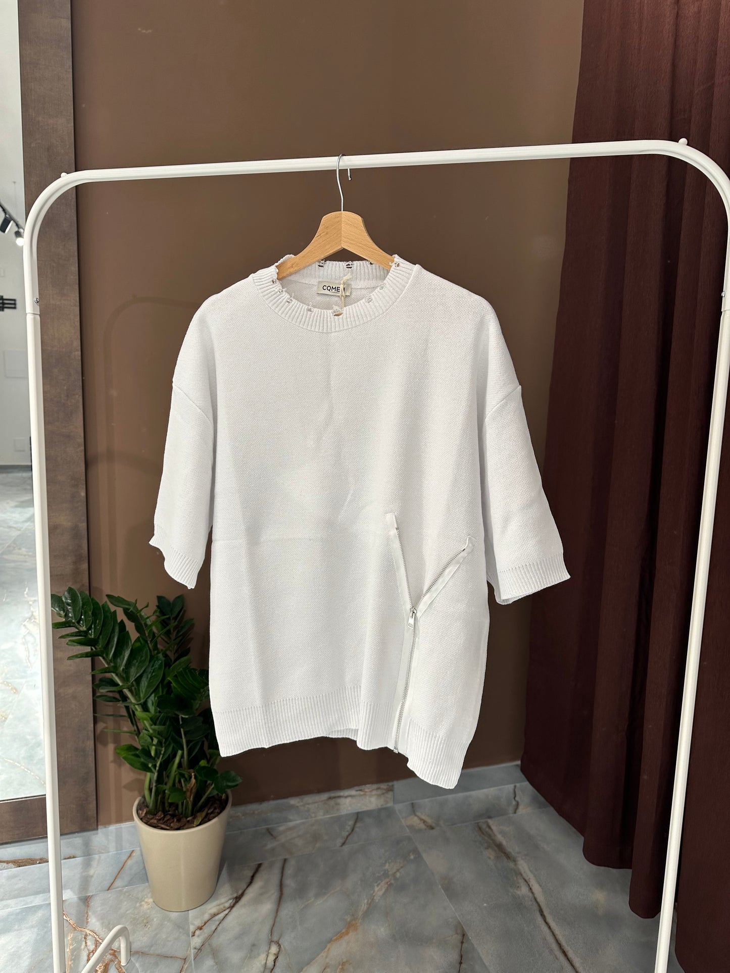 T SHIRT ZIP WHITE