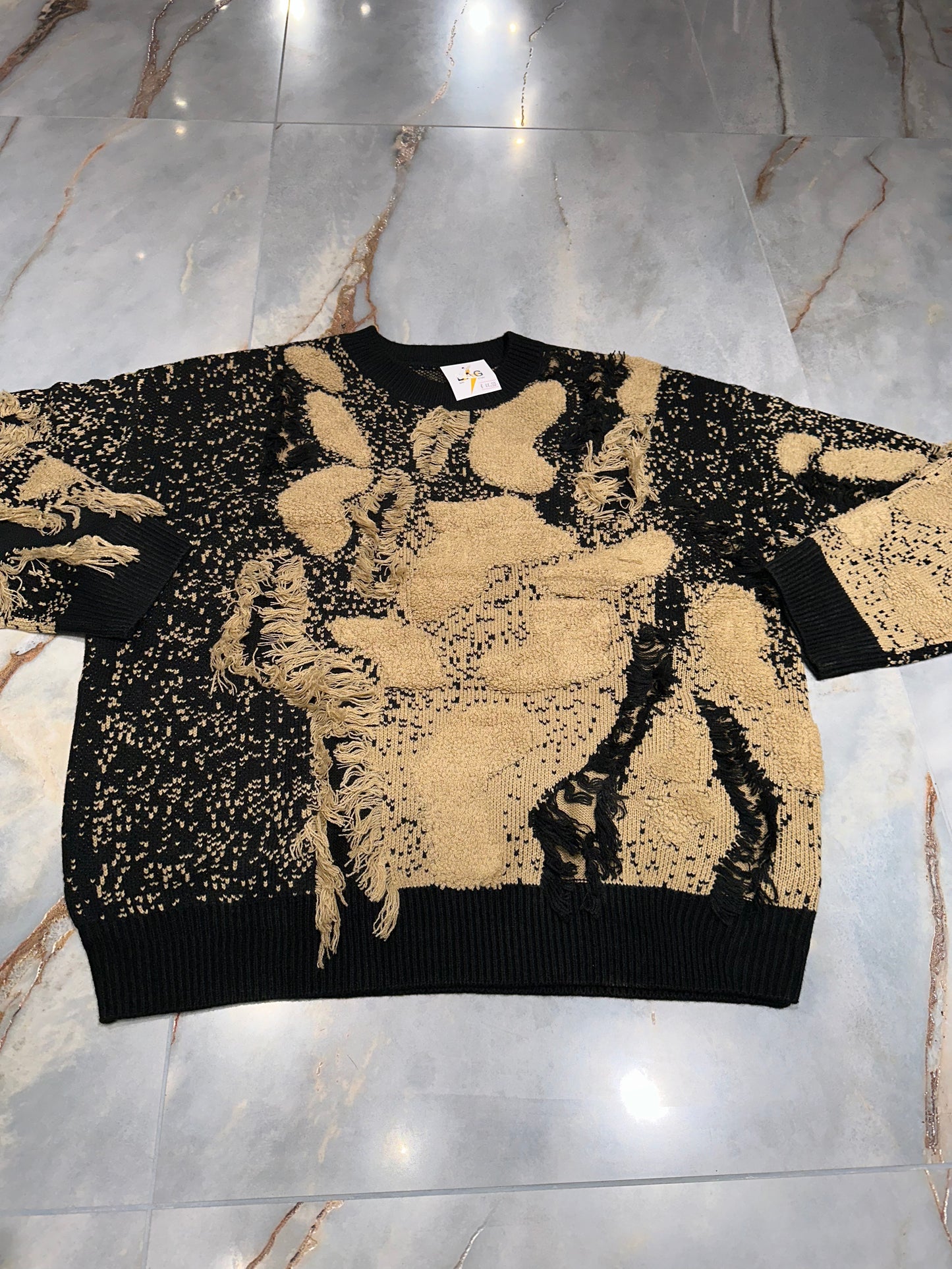 MAGLIONE SFILACCIATO BICOLOR