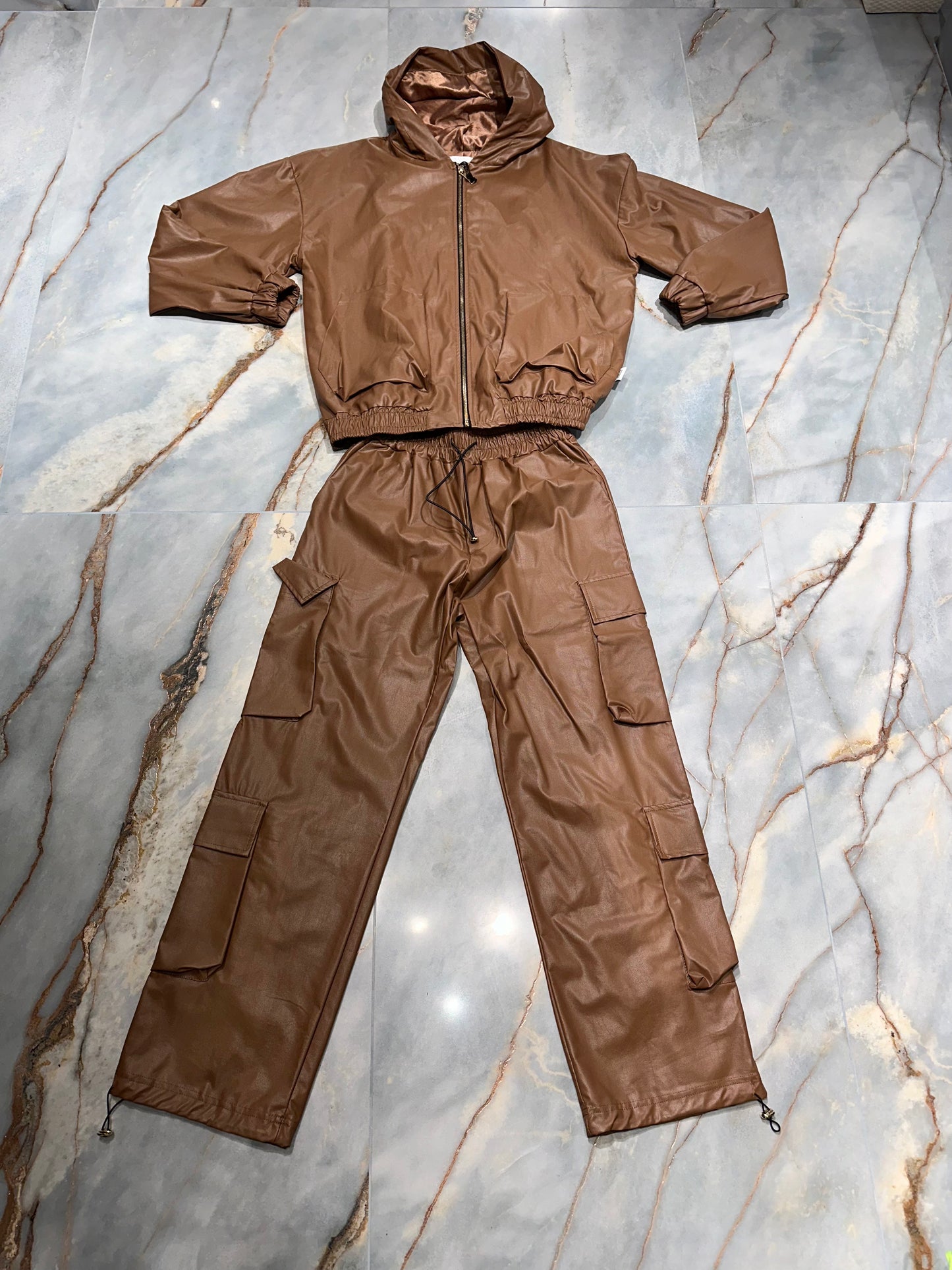 COORDINATO IN PELLE BROWN