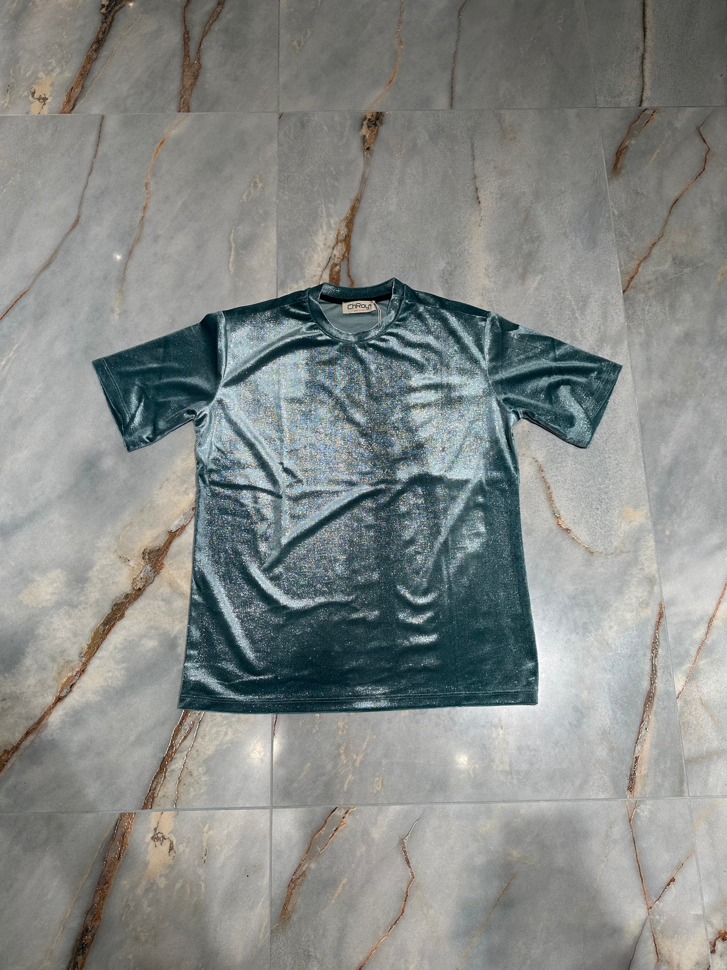 T SHIRT PAIETTATA VERDE ACQUA