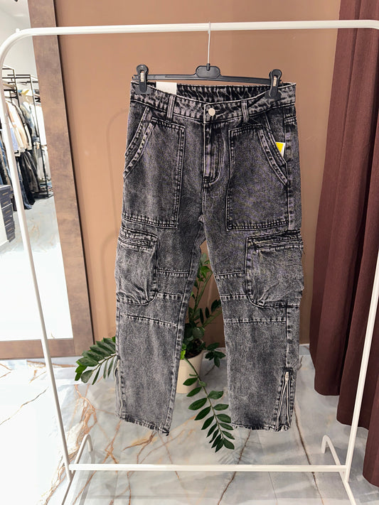 JEANS CARGO ZIP FONDO