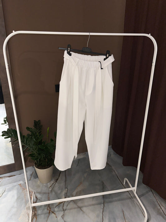 PANTALONE BIANCO CON LACCIO