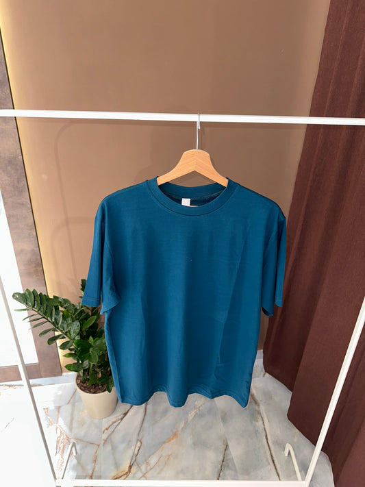 T SHIRT FILO DI SCOZIA PETROLIO