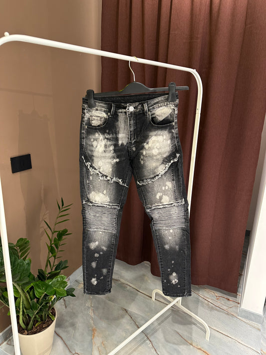 JEANS BIKER SFILACCIATO