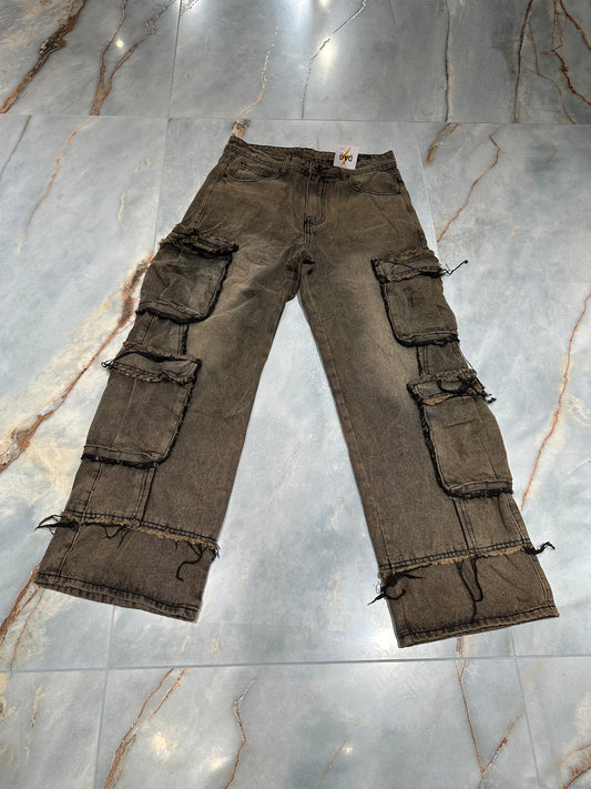 JEANS CARGO SFILACCIATO