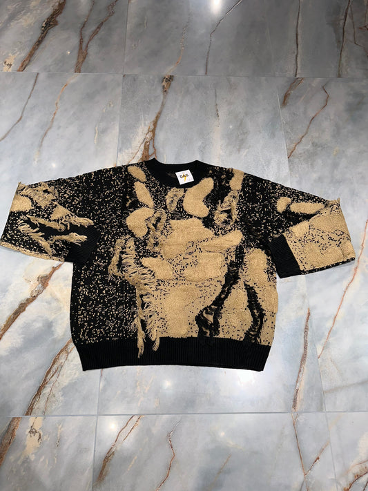 MAGLIONE SFILACCIATO BICOLOR