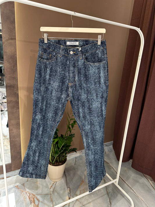 JEANS FLARE BLU BRILLANTINATO